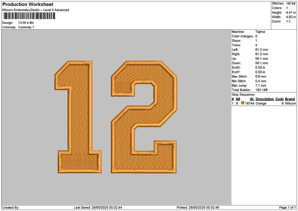 12 Fill Embroidery File 6 sizes