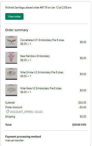 Nichole Santiago order #9176