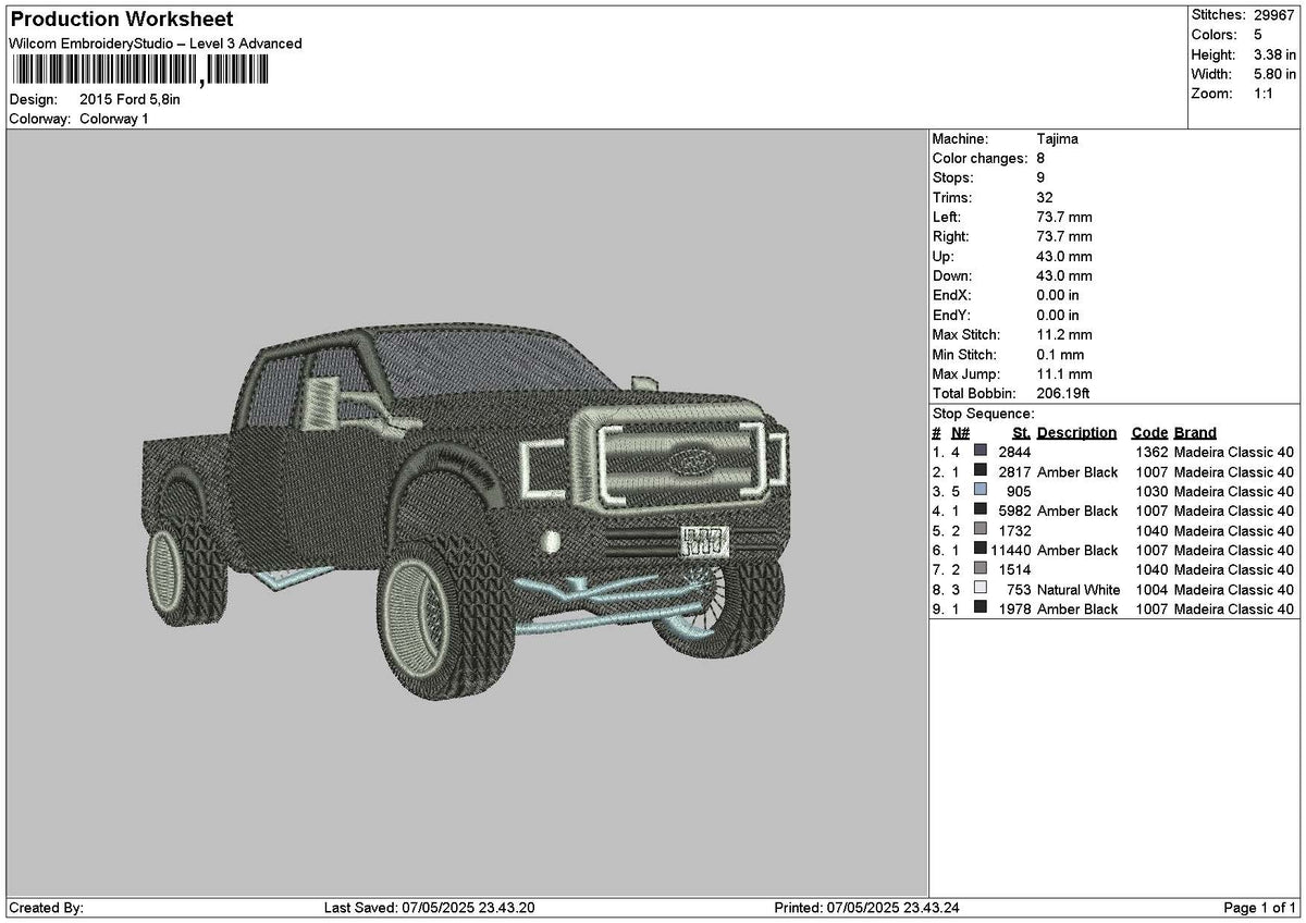 Ford 2015 Embroidery File 6 sizes