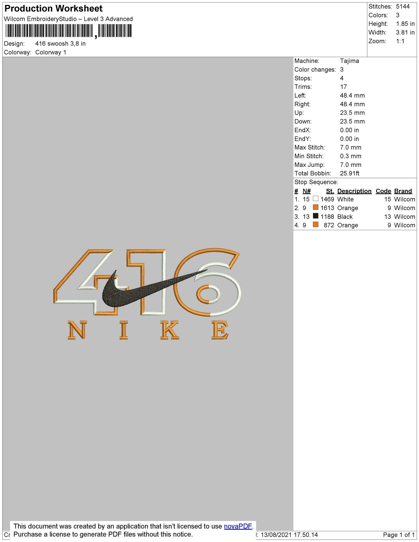 416 Swoosh Embroidery