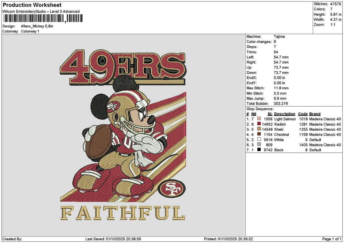 Mickey Sport 0110 Embroidery File 6 sizes