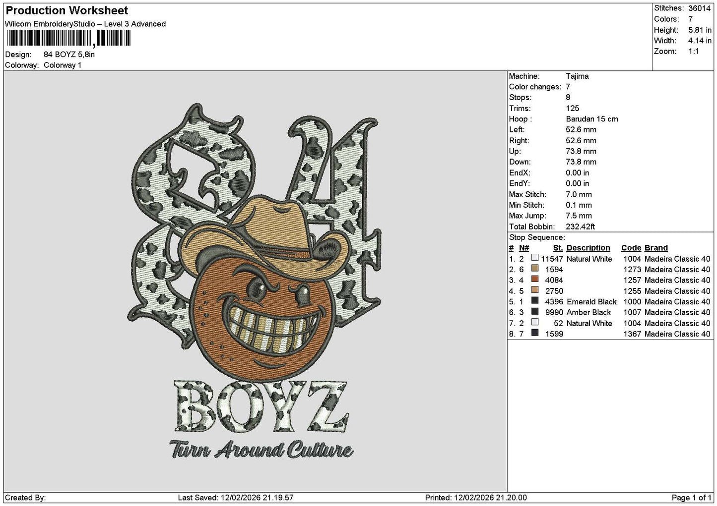Boyztext 1202 Embroidery File 6 sizes