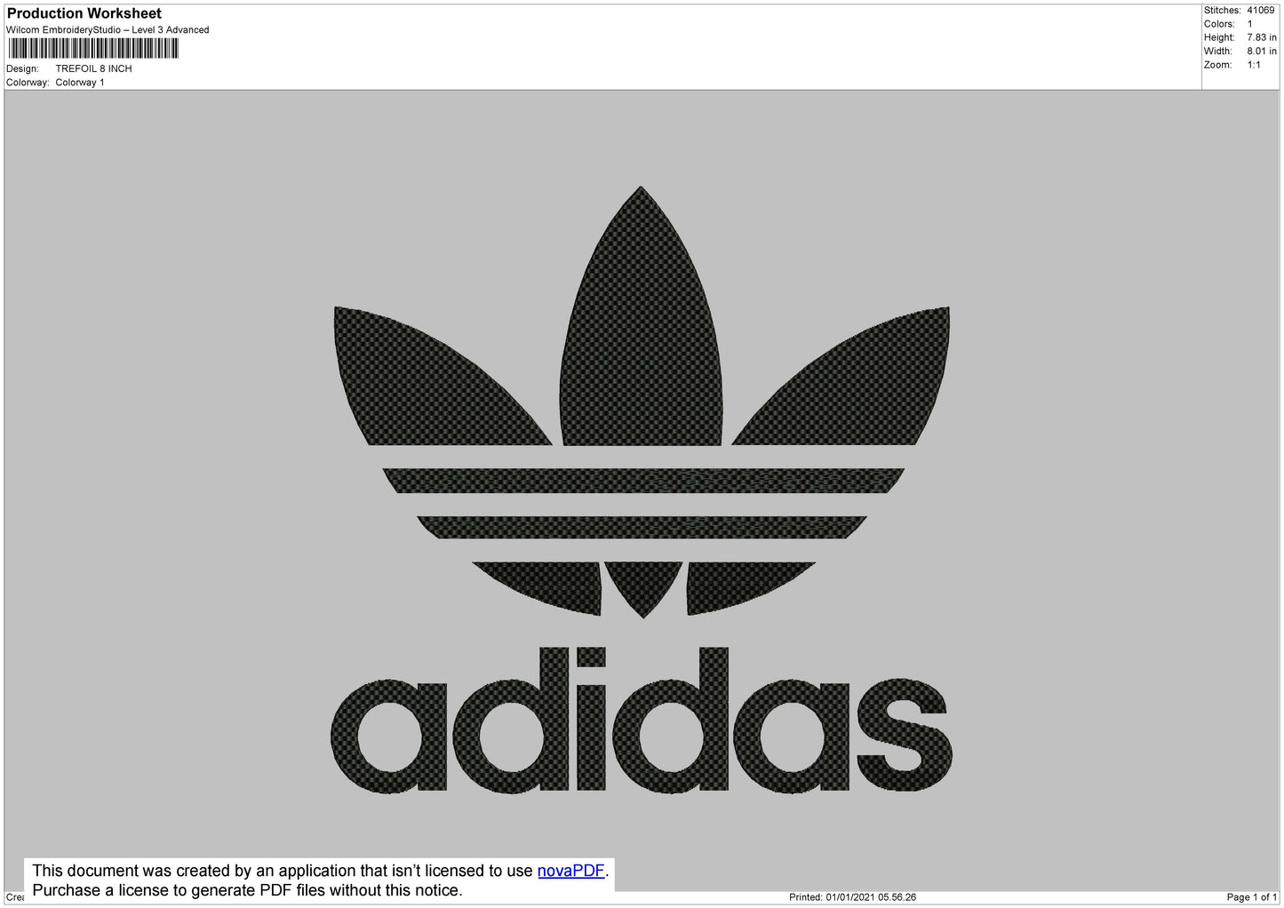 Adidas trefoil brick contour Embroidery File 7 size