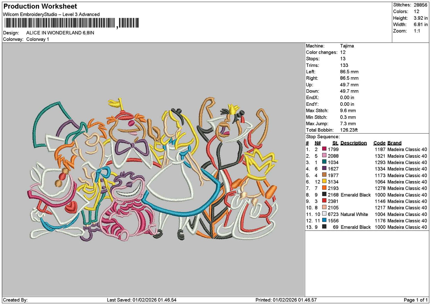 Alice0102 Embroidery File 6 sizes