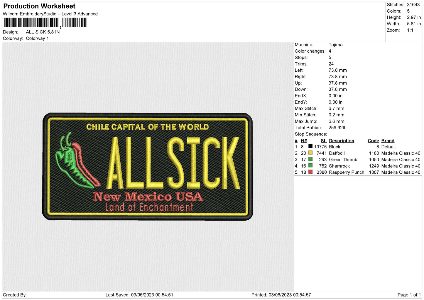 ALL SICK Embroidery