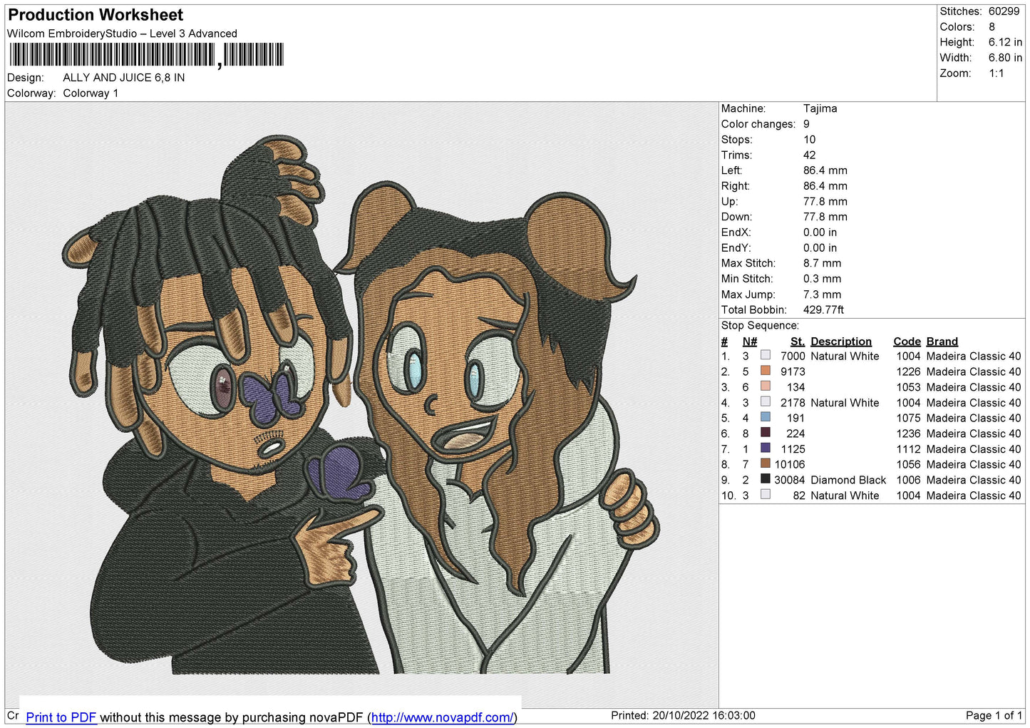 ALLY AND JUICE v2 Embroidery