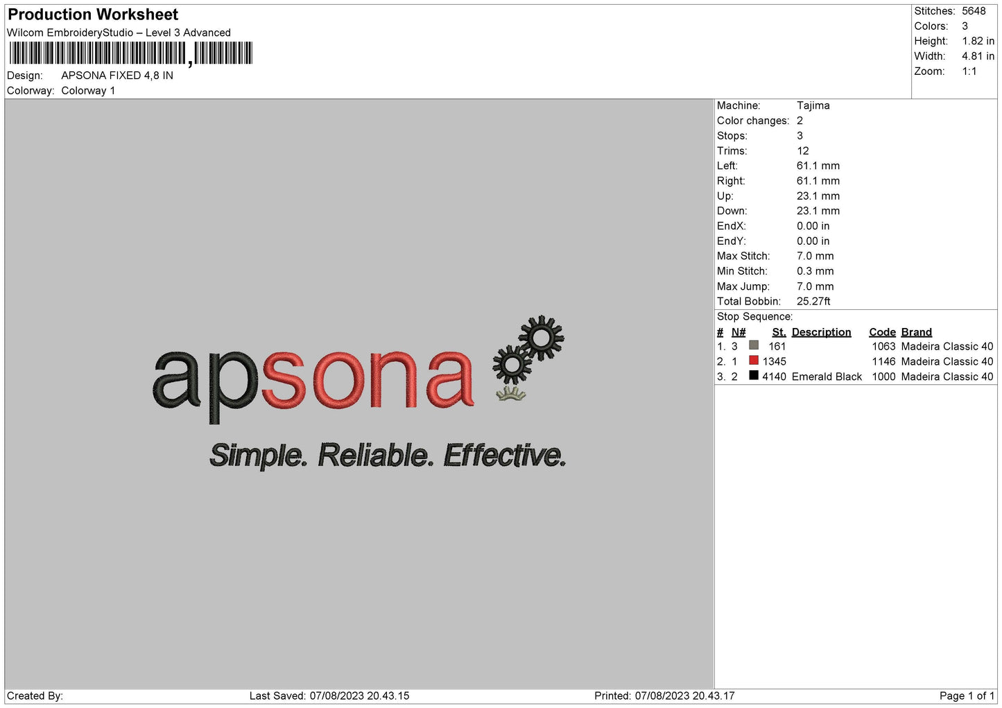 Apsona Embroidery File 6 sizes