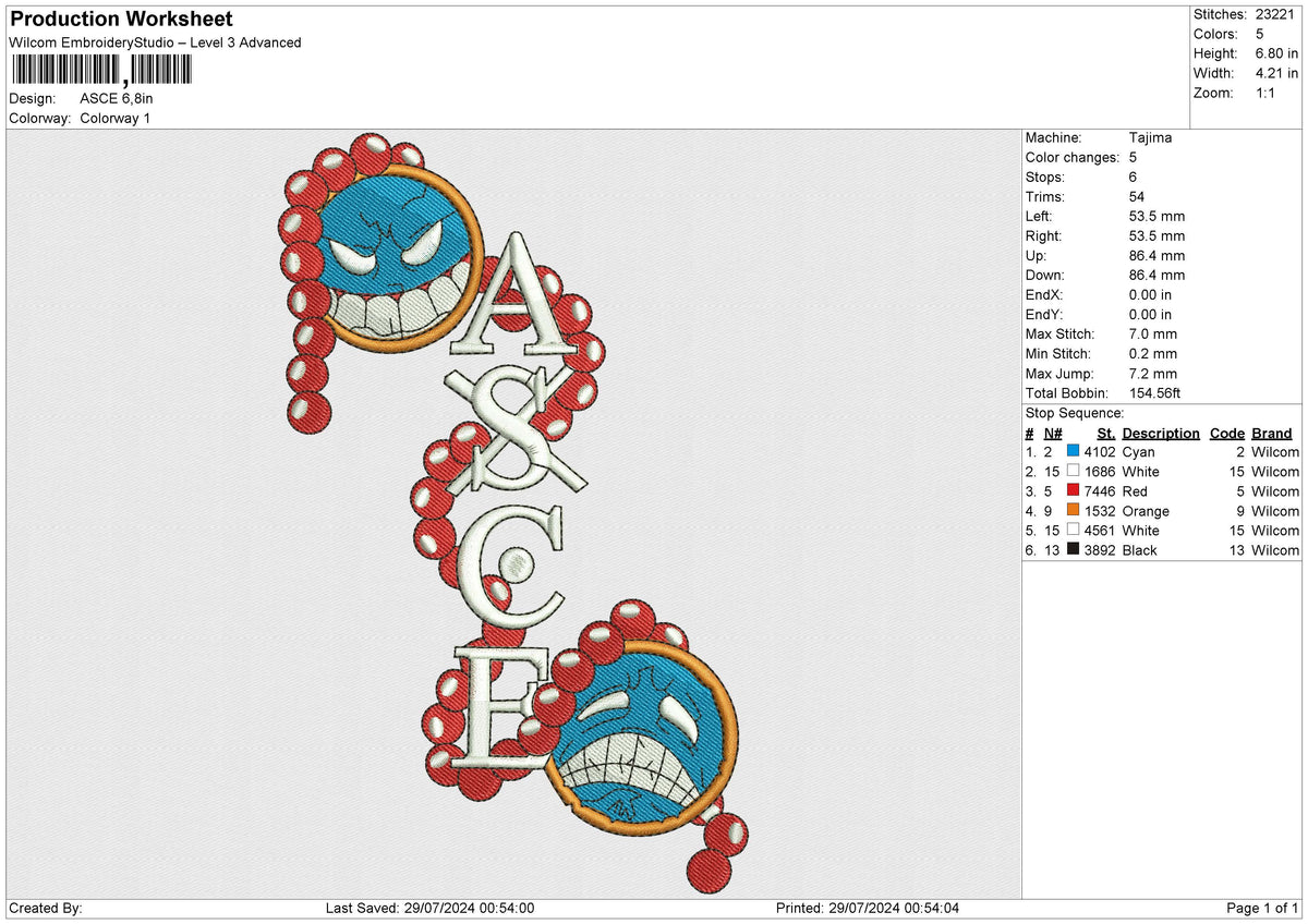 ASCE Embroidery File 6 size