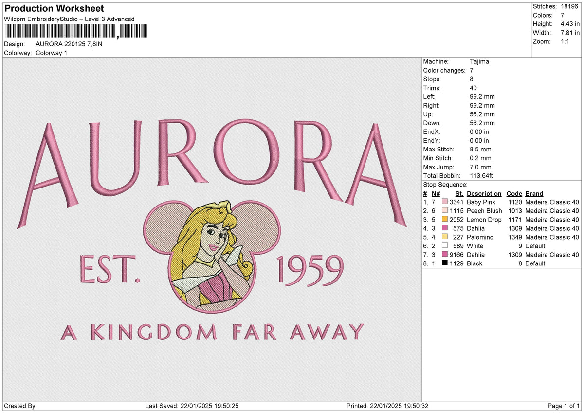 AURORA 220125 Embroidery File 6 size