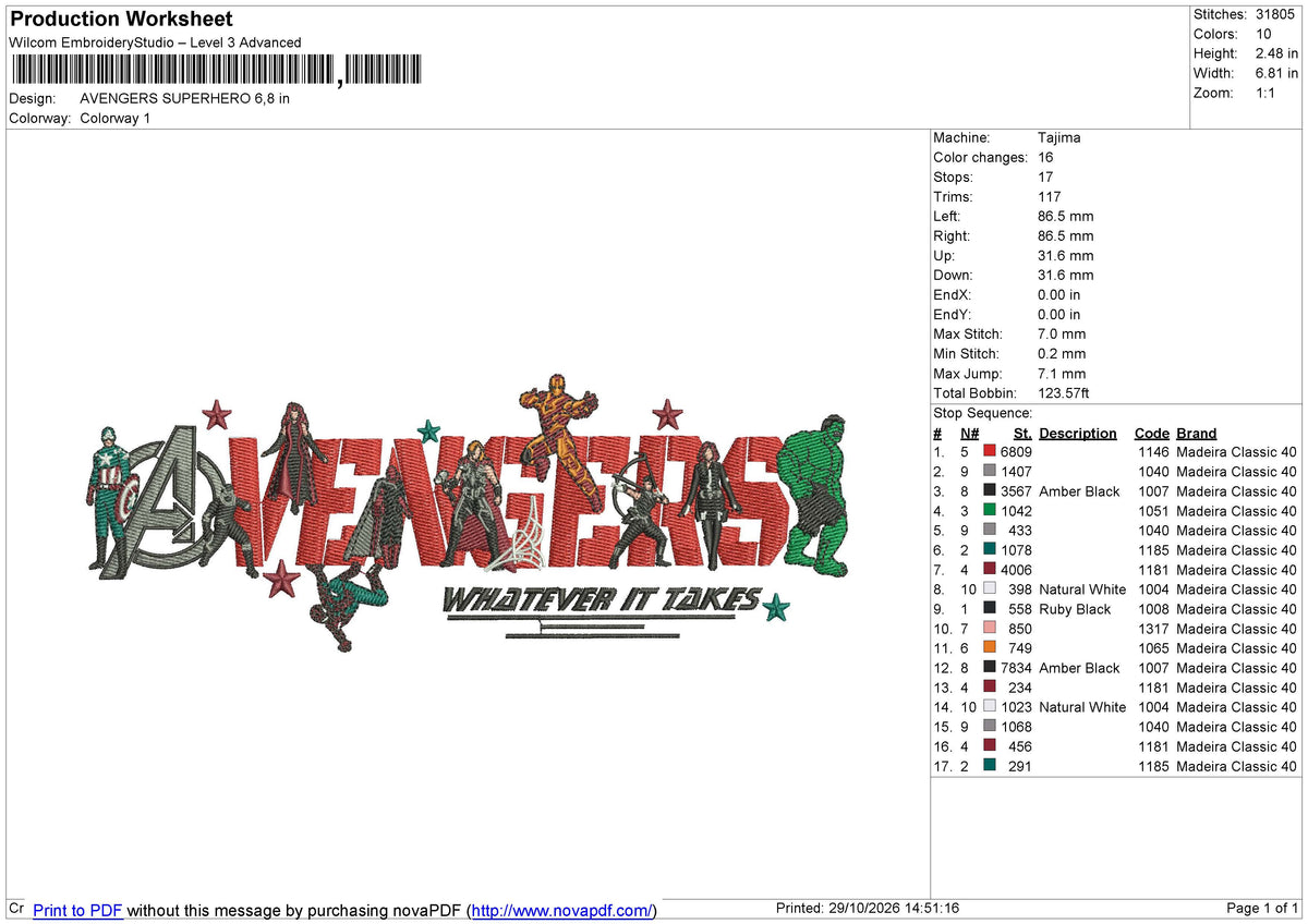 AVENGERS SUPERHERO Embroidery File 6 sizes