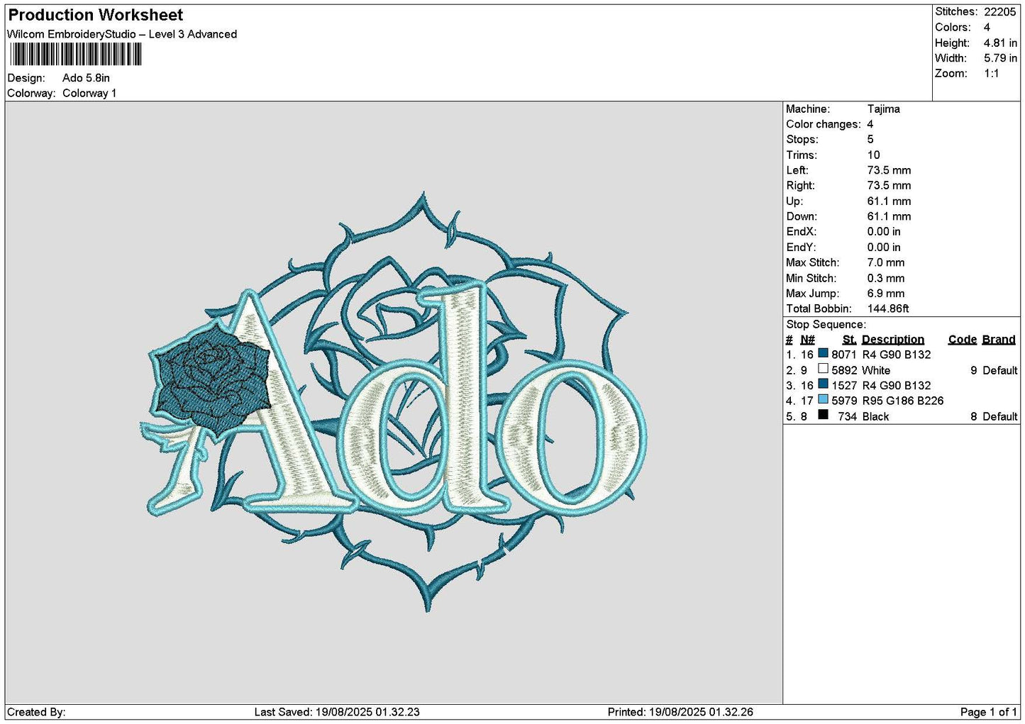 Adotext Embroidery File 6 sizes