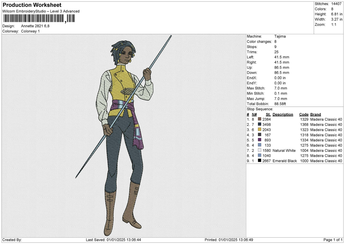 Annette 2821 Embroidery File 6 size