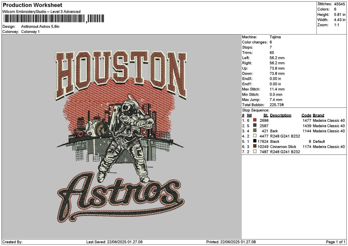 Houstontext 2206 Embroidery File 6 sizes