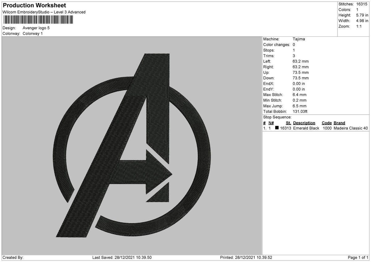Avenger Logo Embroidery