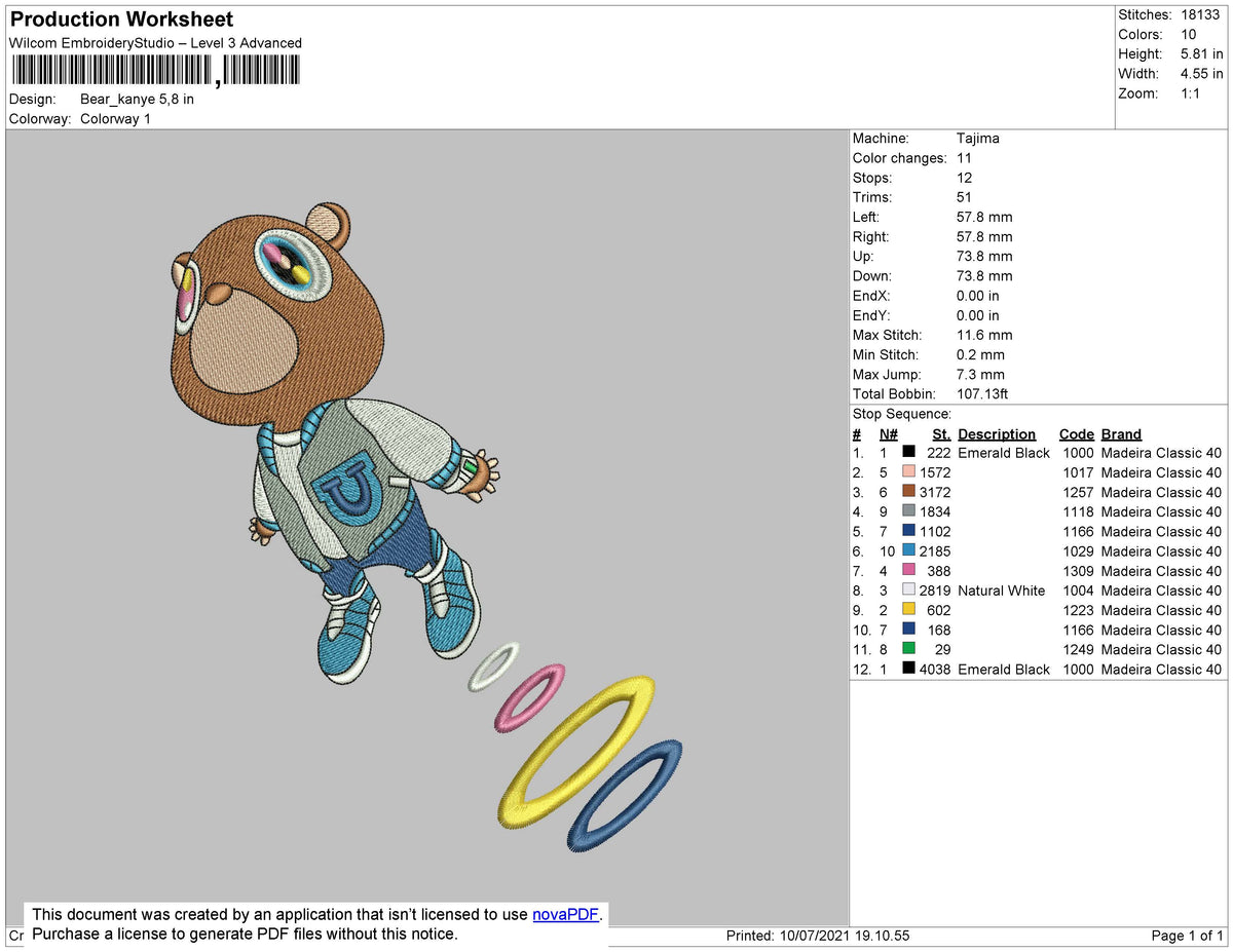 Bear Kanye Embroidery