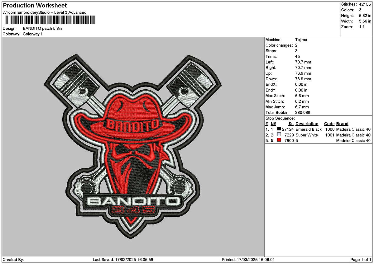 Banditotext Embroidery File 6 sizes