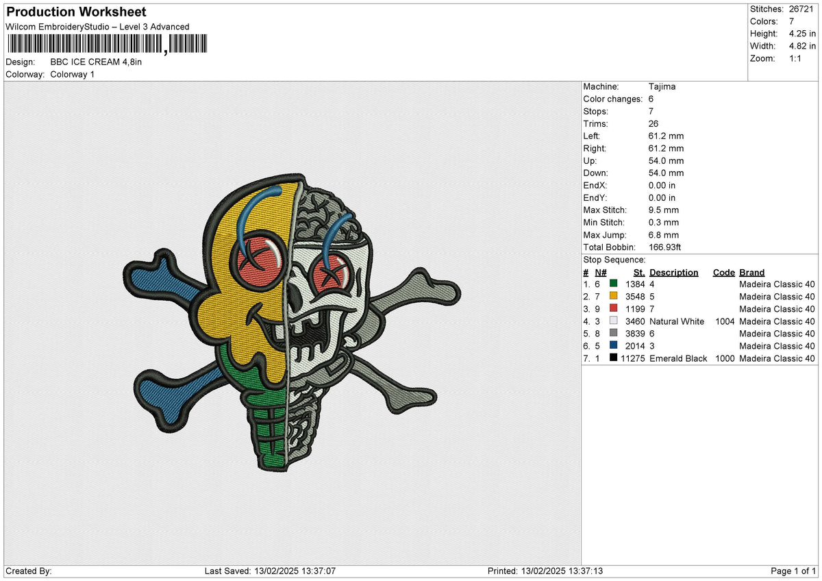 BBC ICE CREAM Embroidery File 6 size