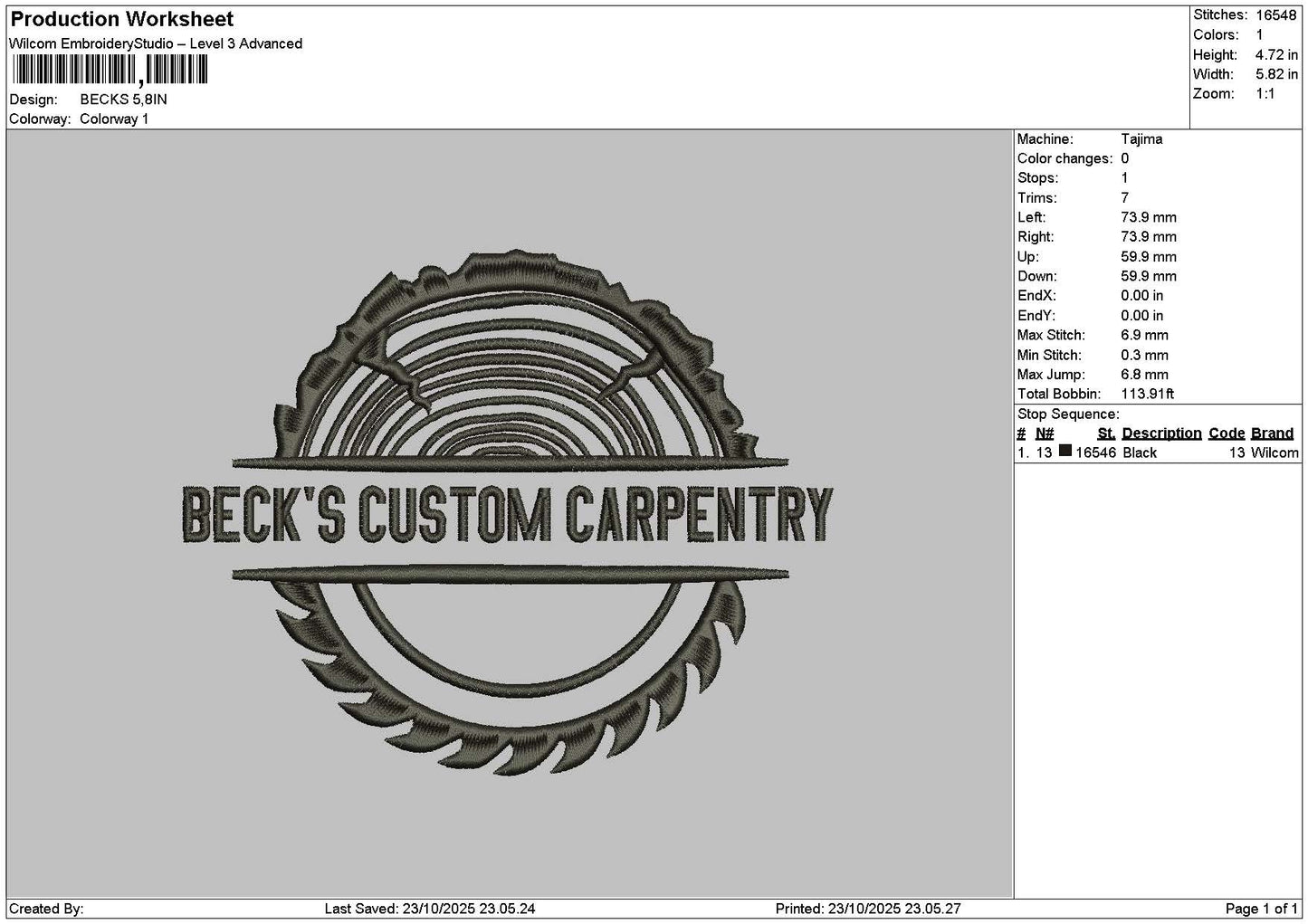 Beckscircle Embroidery File 6 sizes