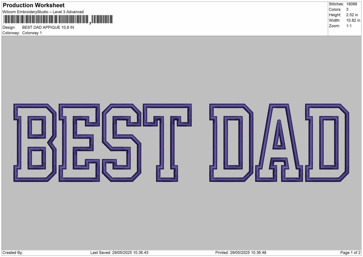 BEST DAD APPLIQUE Embroidery Machine Design