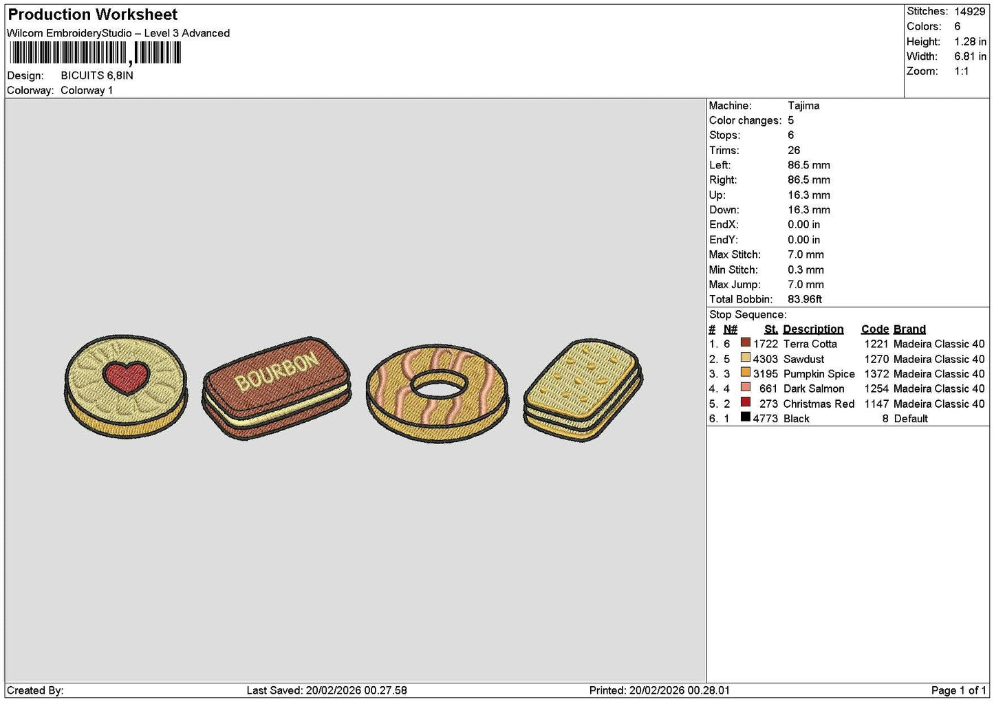 Cookies Icons 1902 Embroidery File 6 sizes
