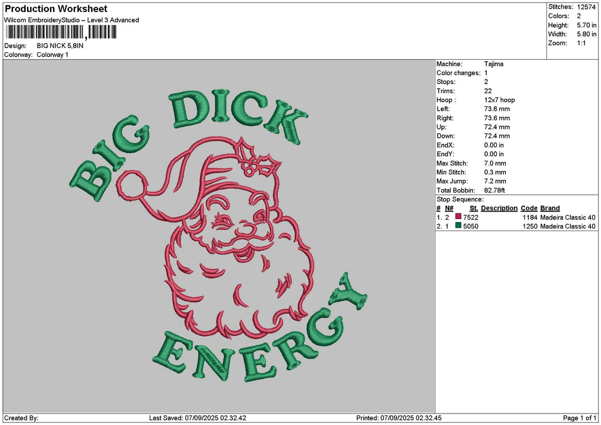 Energytext Embroidery File 6 sizes