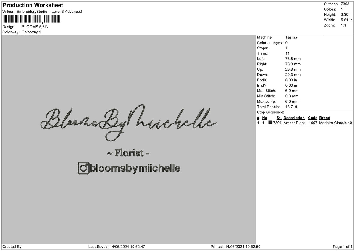 Bloomstext 02 Embroidery File 6 sizes