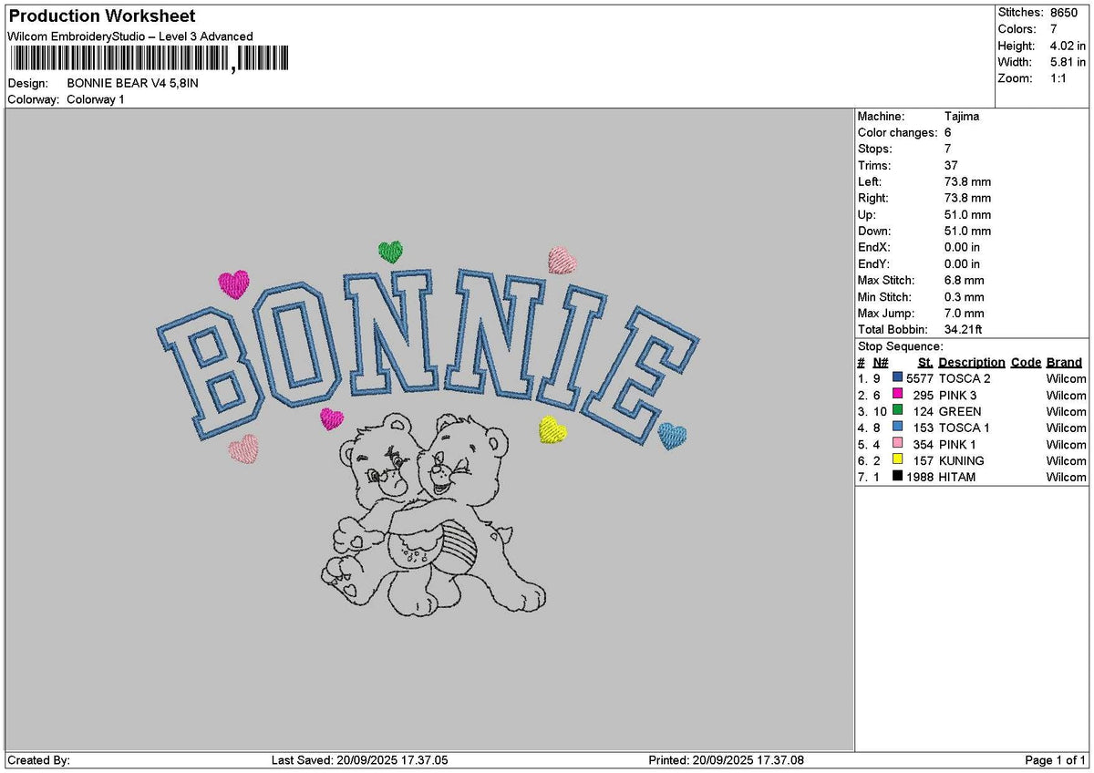 Bonnietext V4 Embroidery File 6 sizes
