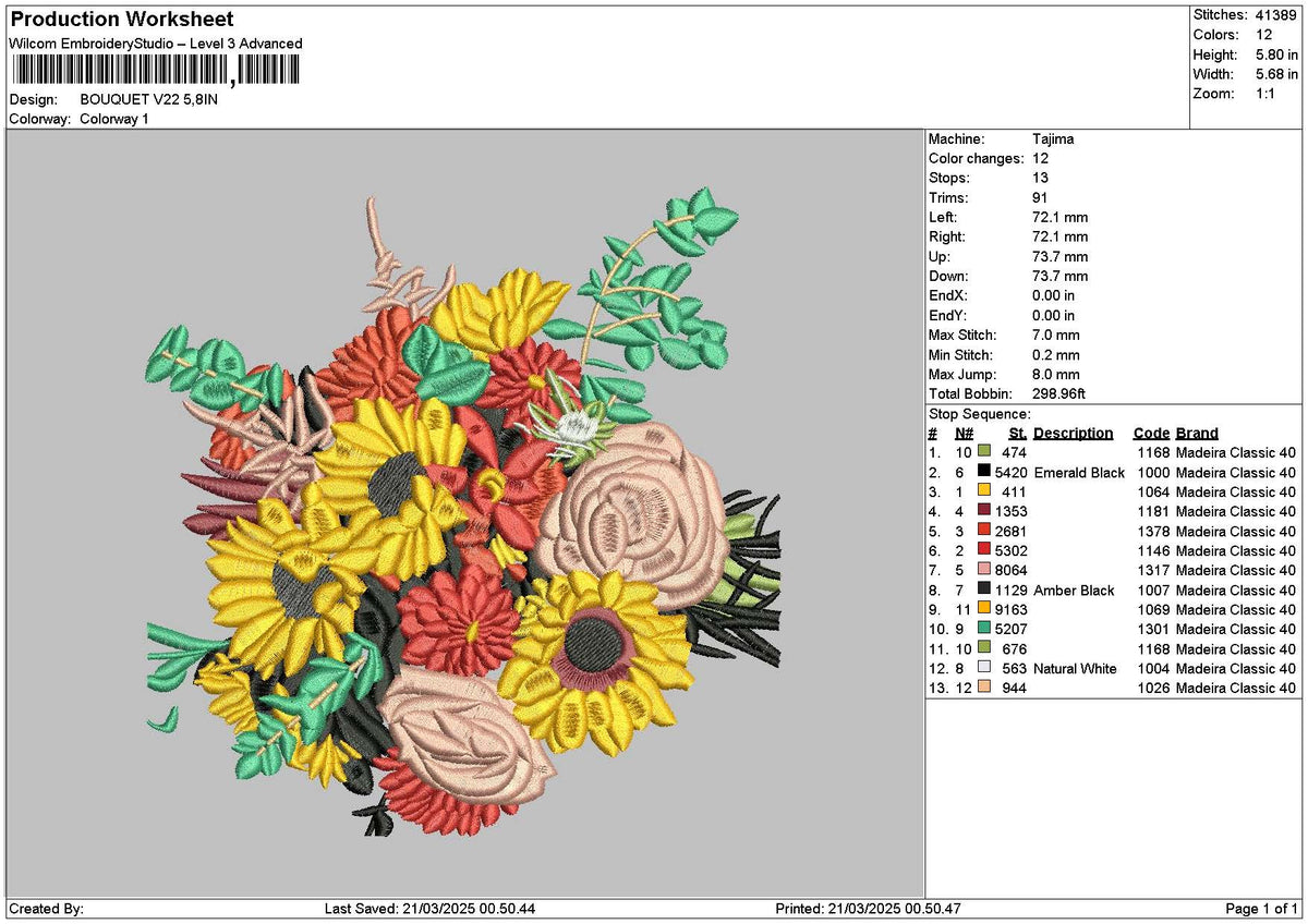 Bouquete V022 Embroidery File 6 sizes