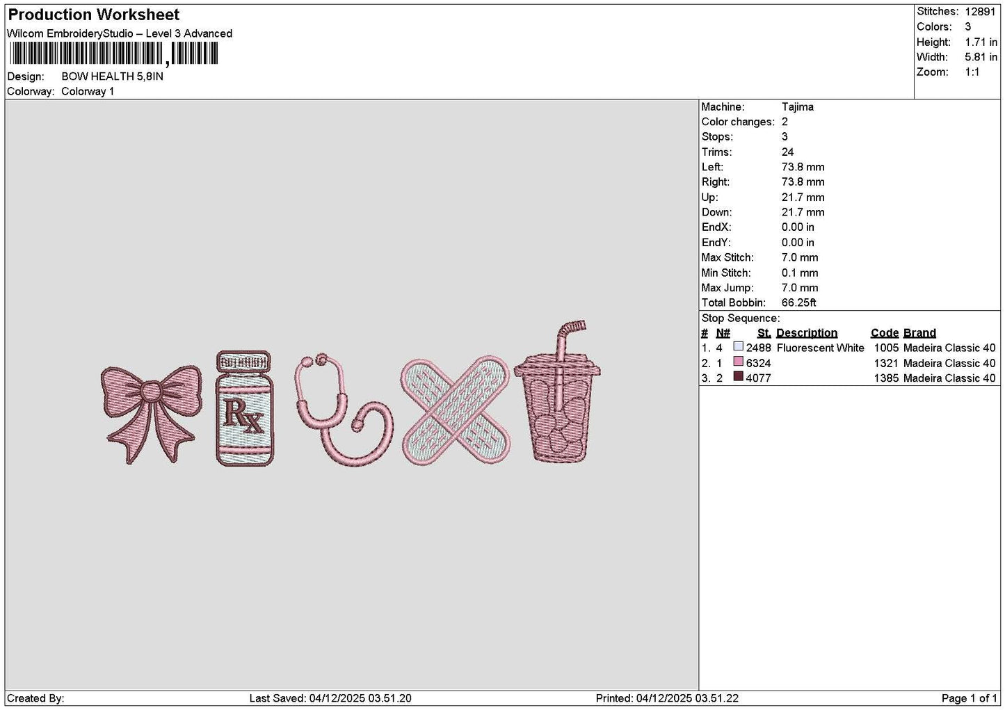 Bow Icon 0412 Embroidery File 6 sizes