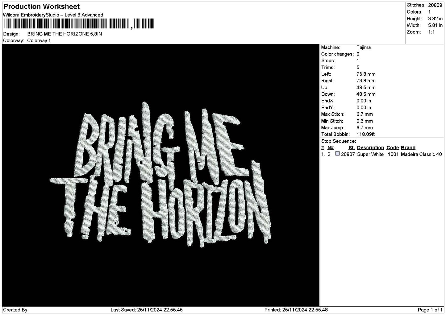 Bringtext 01 Embroidery File 6 sizes