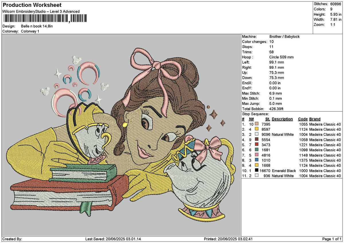 Belle1906 Embroidery File 6 sizes