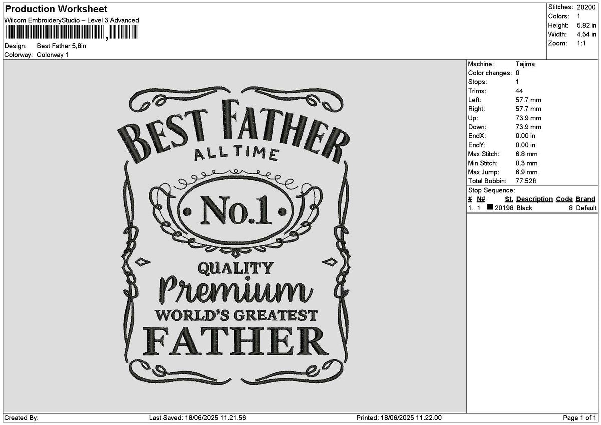 Fathertext 1806 Embroidery File 6 sizes