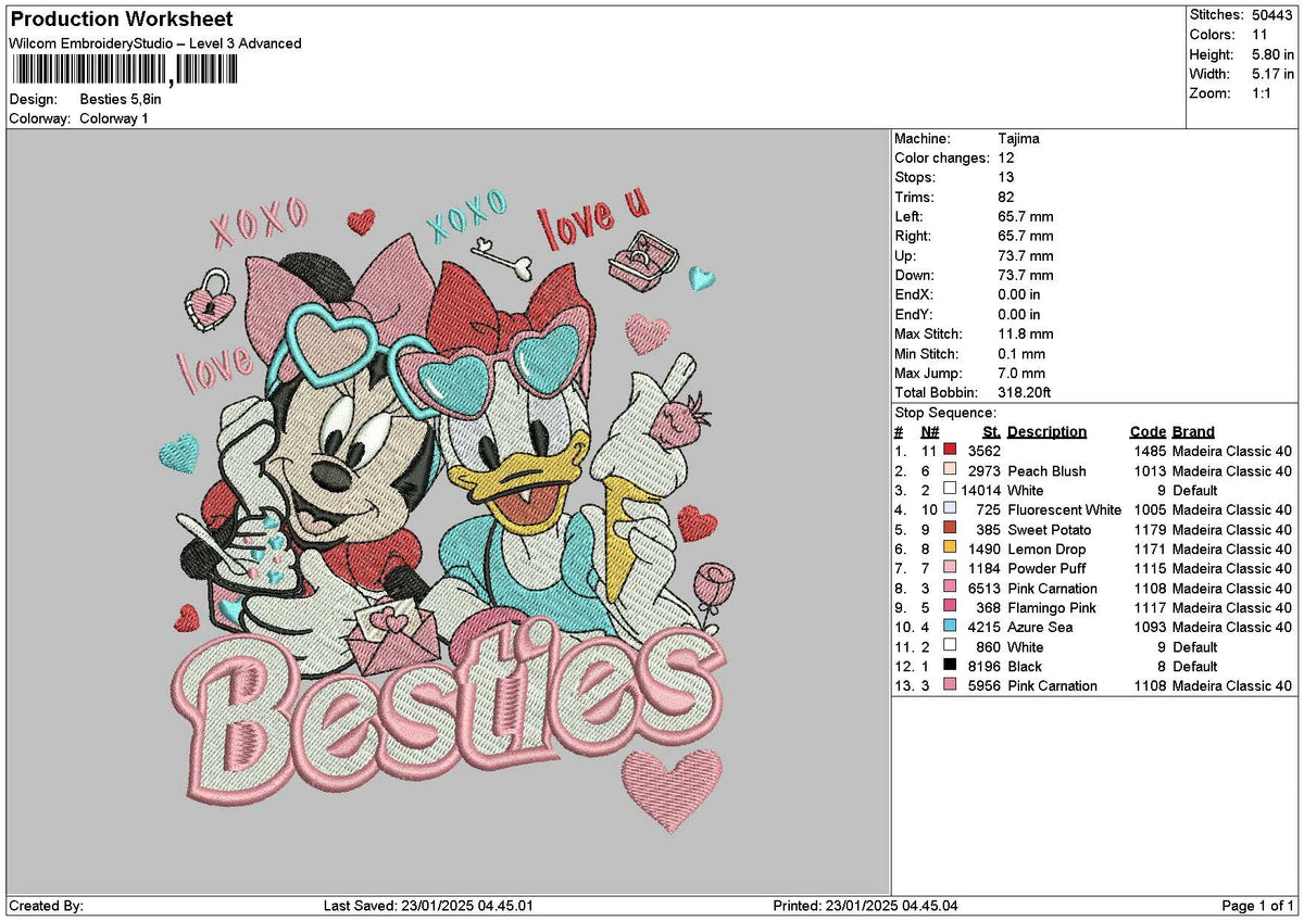Mickeyduck 01 Embroidery File 6 sizes