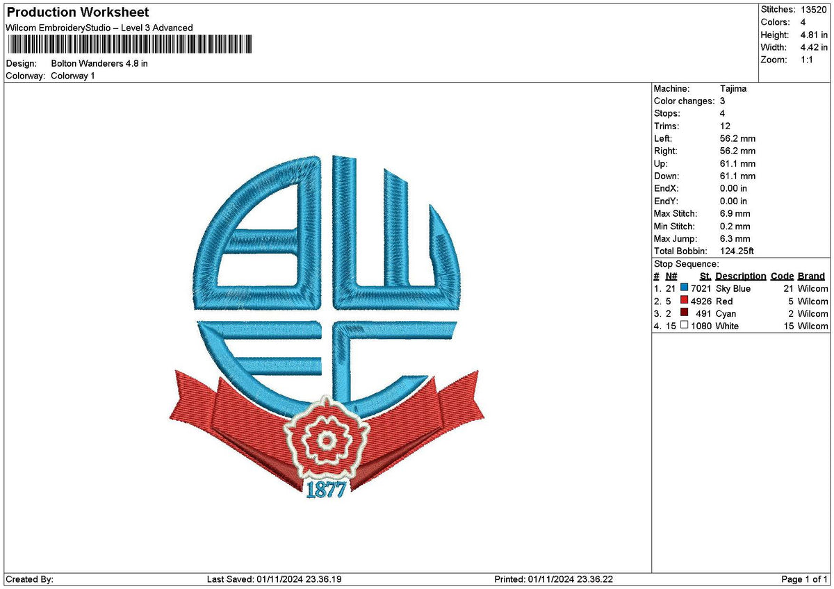 Boltoncircle Embroidery File 6 sizes