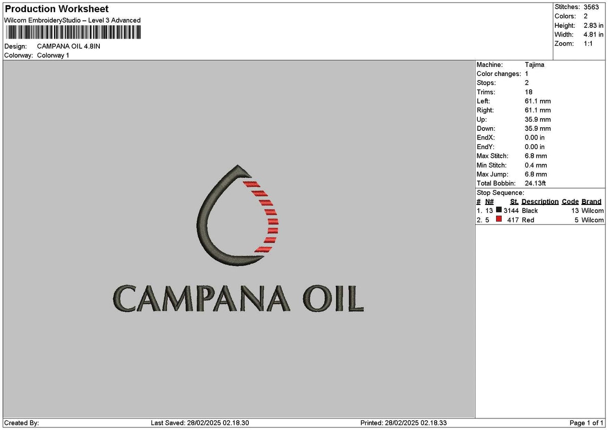 Oiltext 2802 Embroidery File 6 sizes