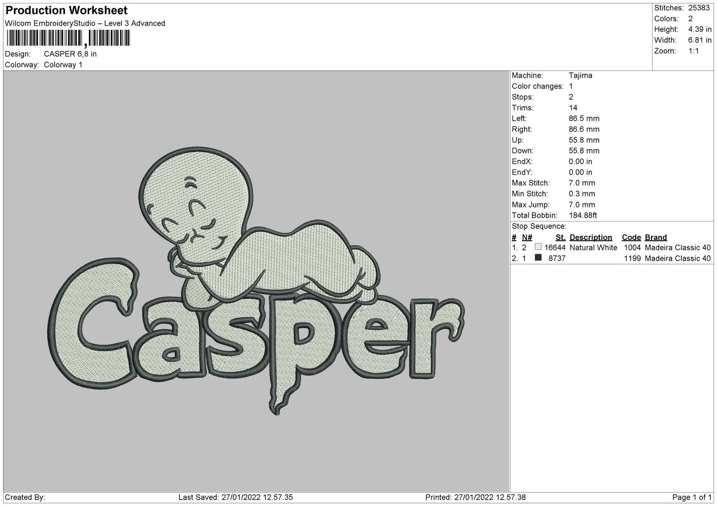 Casper Embroidery