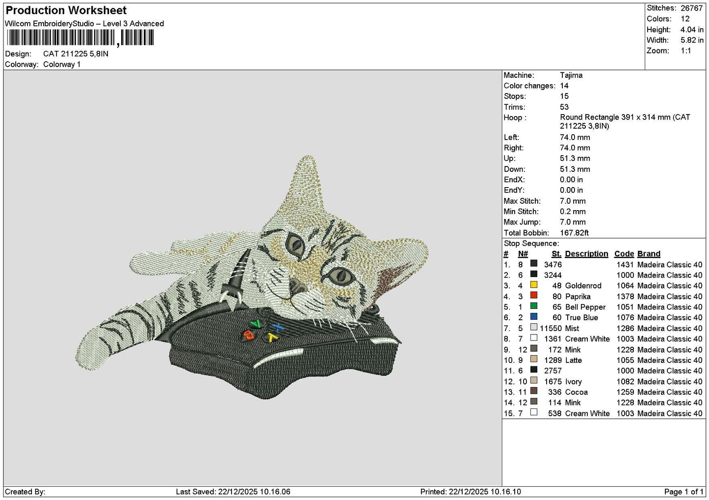 Cat 2112 Embroidery File 6 sizes