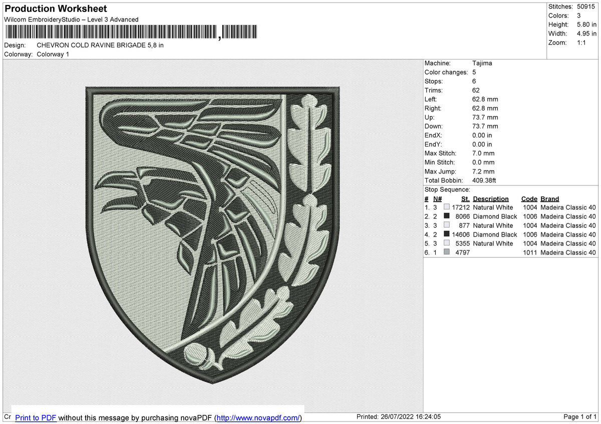 CHEVRON COLD RAVINE BRIGADE Embroiery