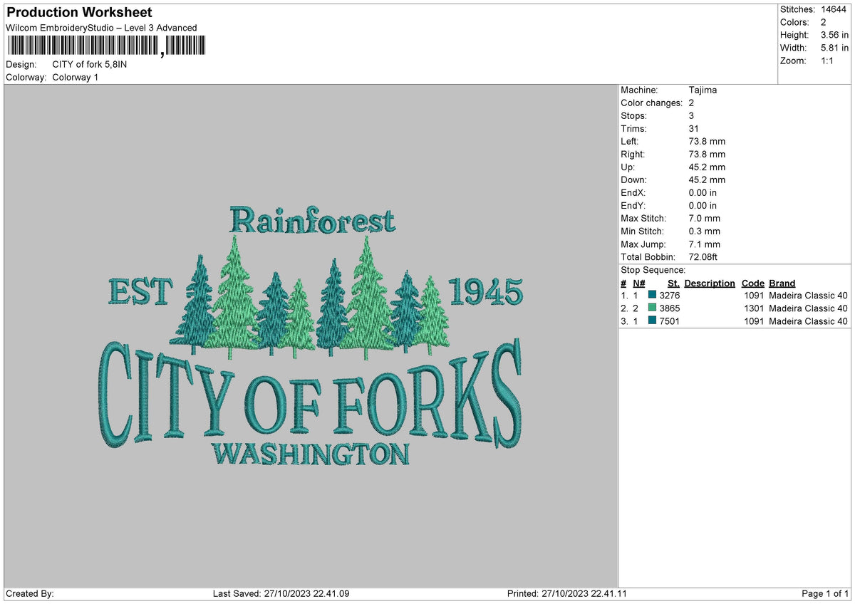 Trees City Embroidery File 6 sizes