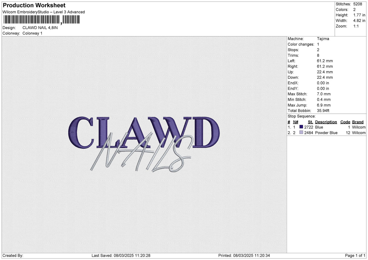 CLAWD NAIL Embroidery File 6 size