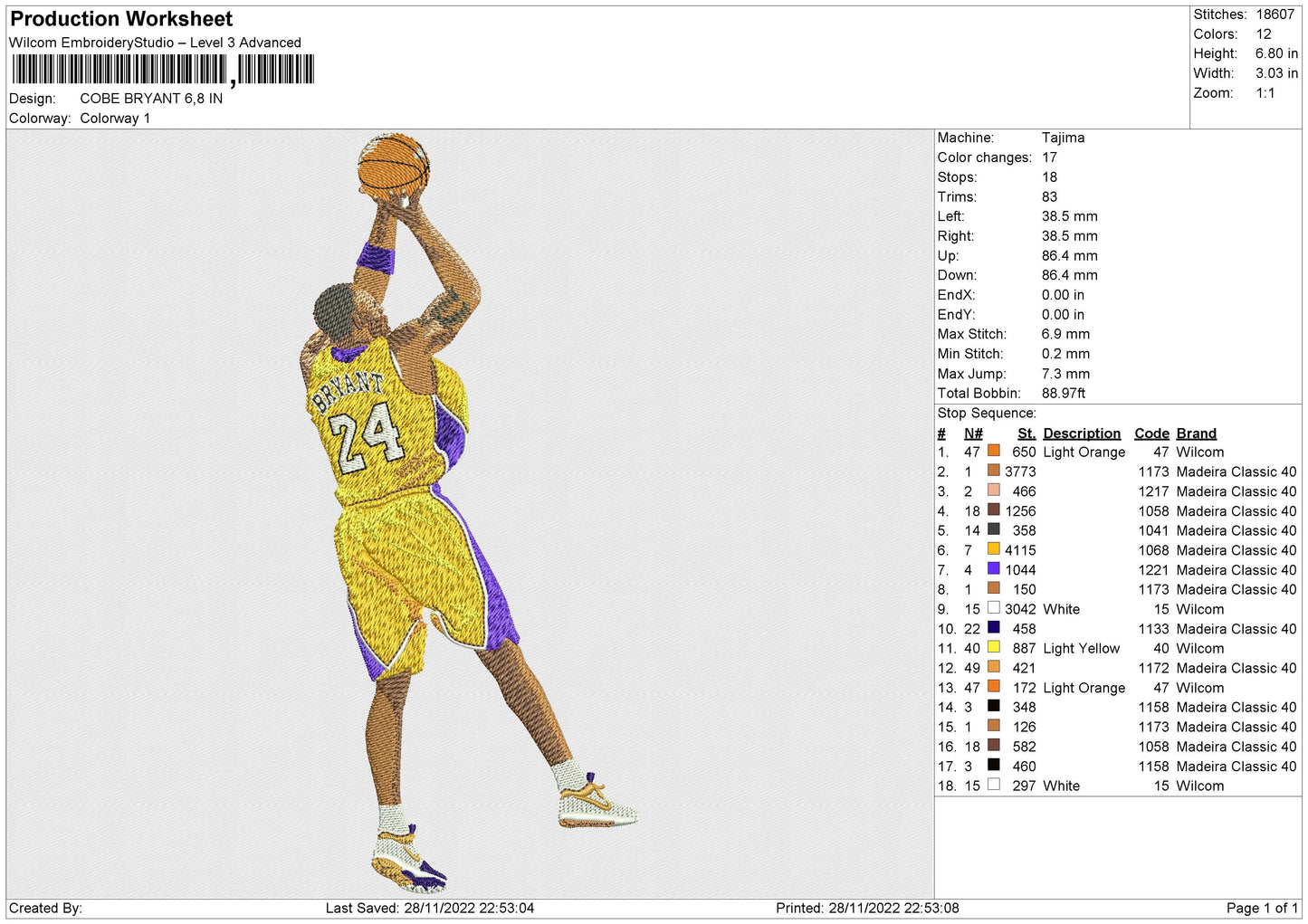 COBE BRYANT Embroidery