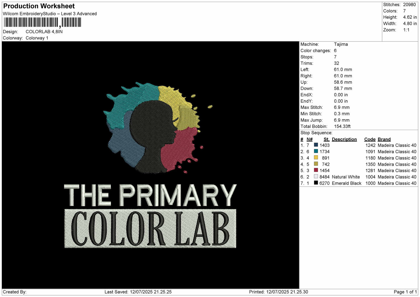 Colorlab Embroidery File Design