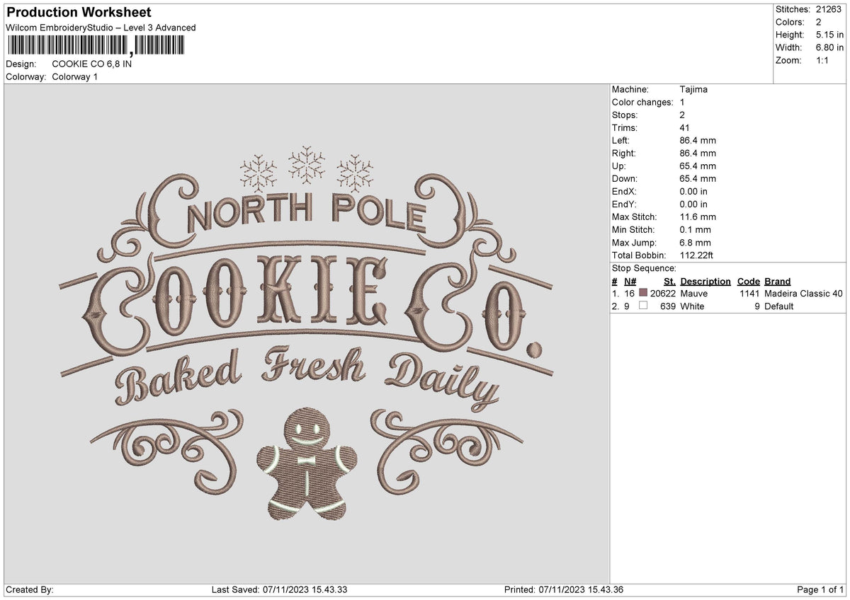 Cookie Xmas Embroidery File 6 sizes