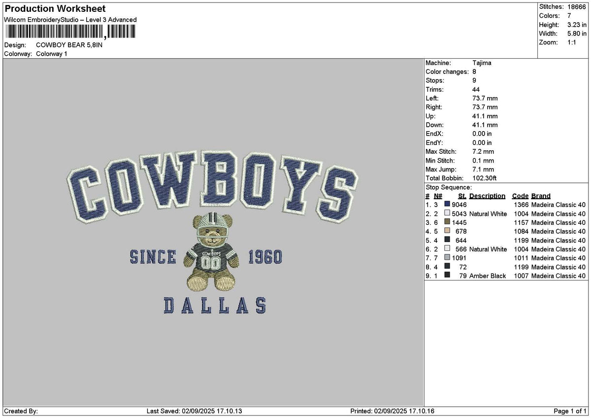 Cowboystext 0209 Embroidery File 6 sizes