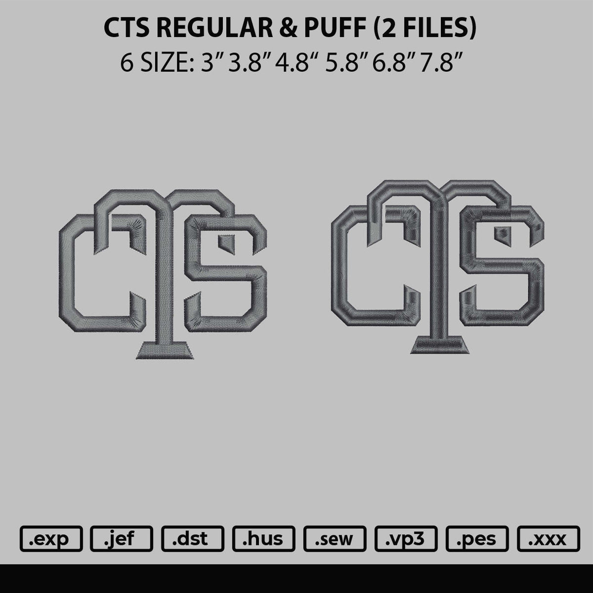 Cts Puff & Regular Embroidery File 6 sizes