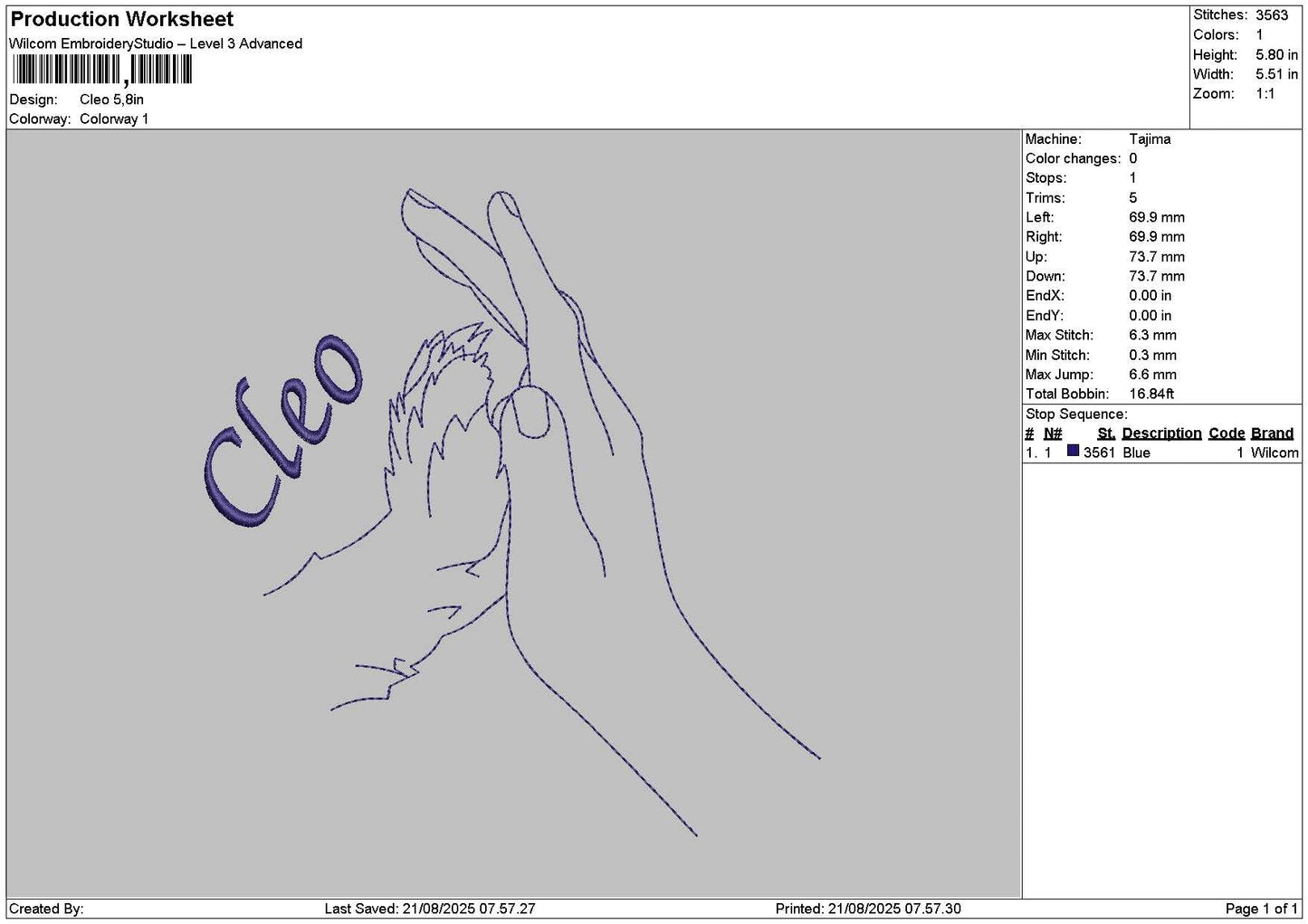 Cleotext Embroidery File 6 sizes
