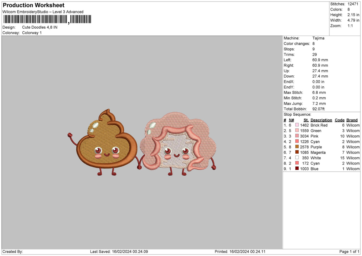 Doodles1502 Embroidery File 6 sizes