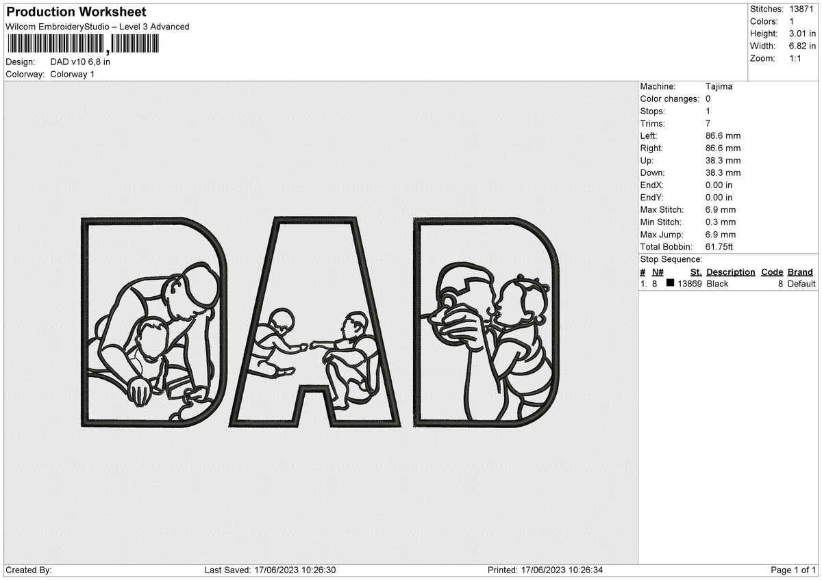 DAD v10 Embroidery File 6 size