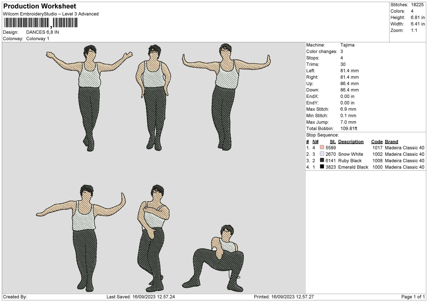 Dances Embroidery File 6 sizes