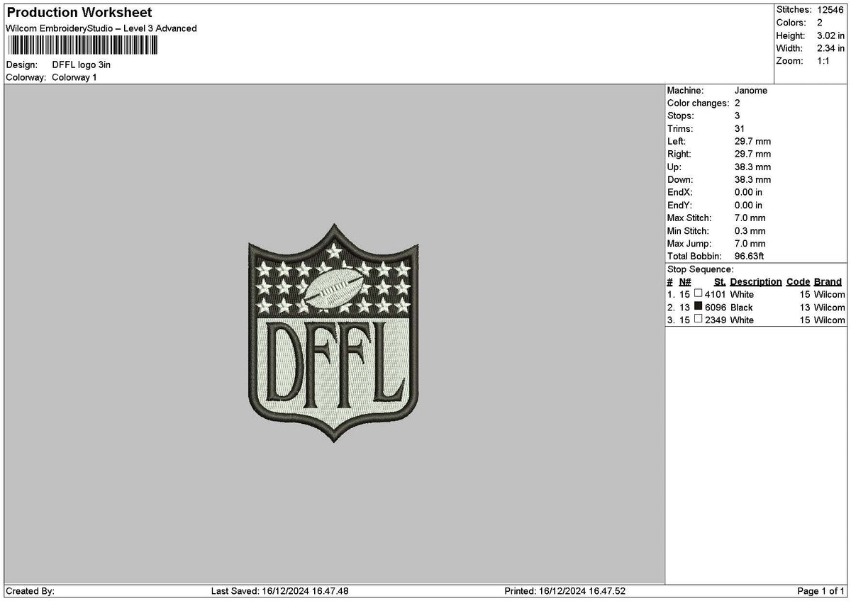 Dffltext Embroidery File 6 sizes